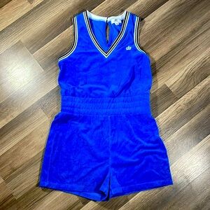 Juicy blue velour track jumpsuit